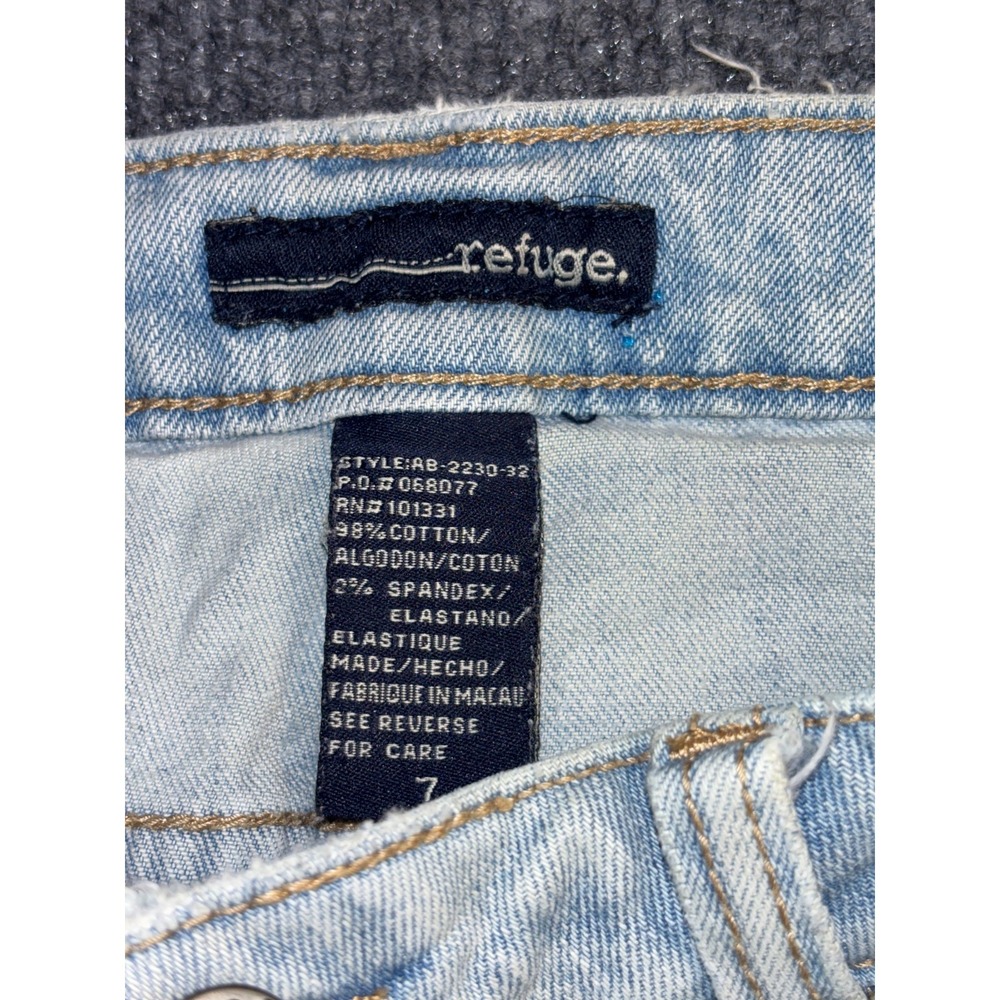 Refuge Jeans Womens 7 Blue Denim Stretch Light Wash Grunge Americana Bootcut Leg - Picture 9 of 14